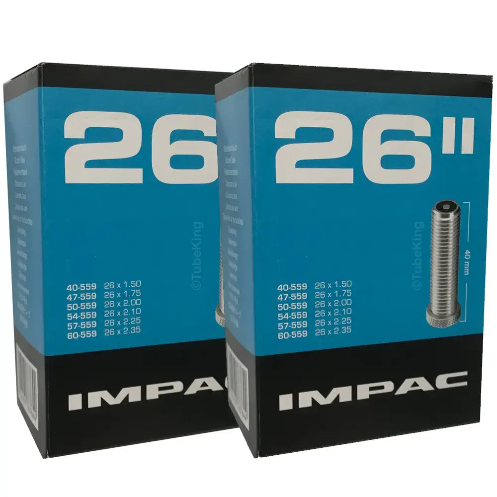 26 x 1.50 - 2.35" Impac Bike Inner Tube - Schrader or Presta Valve (2 Pack)