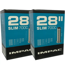 Load image into Gallery viewer, 700c x 28 - 32c, 27 x 1 1/4" Impac Bike Inner Tube - Presta or Schrader Valve (2 Pack)