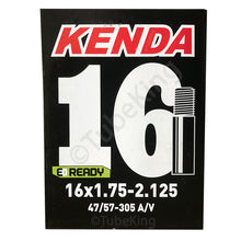 Load image into Gallery viewer, 16 x 1.75 - 2.125" Kenda Bike Inner Tube - Schrader Valve 40mm