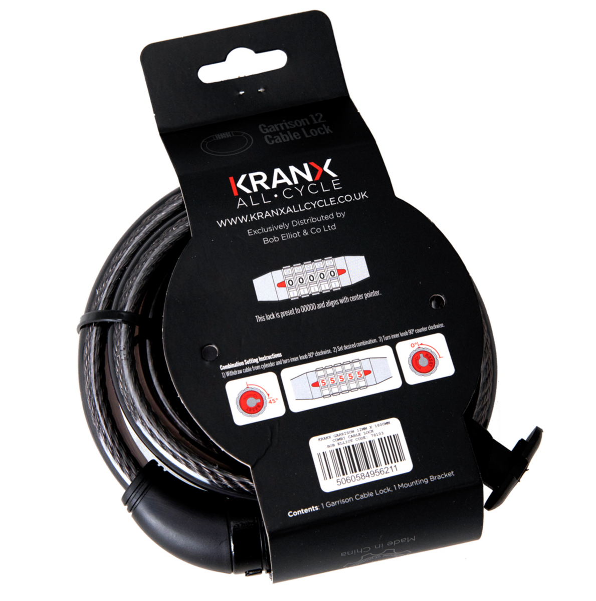 Kranx Garrison 12mm x 1800mm Combination Cable Lock Tube King