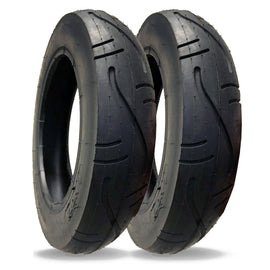 PAIR of 10 x 2 Pram Tyres – Fast, Smooth Tread - (50-152) – Black Replacement Pushchair Tyres