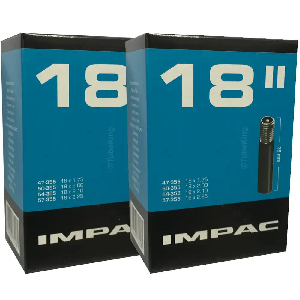 18 x 1.75 - 2.25" Impac Bike Inner Tube - Schrader Valve (2 Pack)