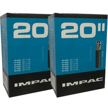 Load image into Gallery viewer, 20 x 1.50 - 2.35&quot; Impac Bike Inner Tube - Schrader Valve (2 Pack)