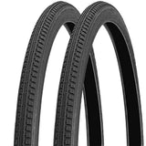 26 x 1 3/8 (37-590) Bike Tyres Pair – Black Road Style Tread