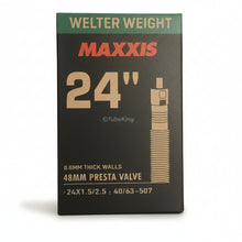 Load image into Gallery viewer, 24 x 1.5 - 2.5 Maxxis Welter Weight Inner Tube - Presta Valve 48mm (40/63-507) ©TubeKing 2026