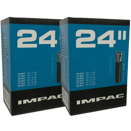 24 x 1.50 - 2.35” Impac Bike Inner Tube - Schrader Valve (2 Pack)