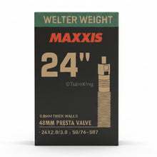 Load image into Gallery viewer, 24 x 2.0 - 3.0 Maxxis Fat Plus Inner Tube - Presta Valve 48mm (50/76-507) ©TubeKing 2026