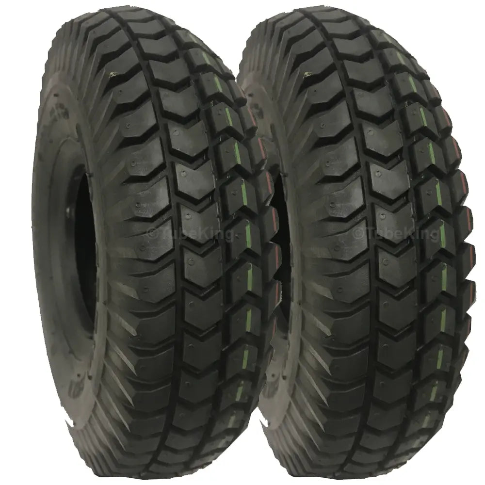 260 x 85 Tyres (300 x 4 / 3.00-4) Block Tread. Pneumatic. Black (PAIR) *CLEARANCE ITEM