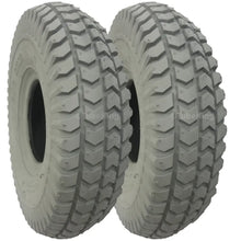 Load image into Gallery viewer, 260 x 85 Tyres (300 x 4 / 3.00-4) Block Tread, Pneumatic, Grey (PAIR) *CLEARANCE ITEM