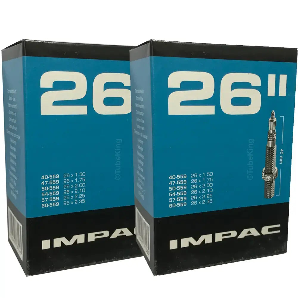 26 x 1.50 - 2.35" Impac Bike Inner Tube - Schrader or Presta Valve (2 Pack)