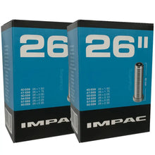 Load image into Gallery viewer, 26 x 1.50 - 2.35&quot; Impac Bike Inner Tube - Schrader or Presta Valve (2 Pack)