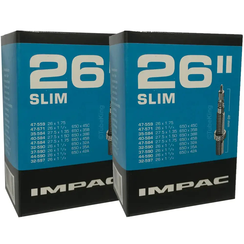 26 x 1 1/4, 1 3/8, 1 3/4, 1 5/8 Impac Bike Inner Tube - Schrader or Presta Valve (2 Pack)