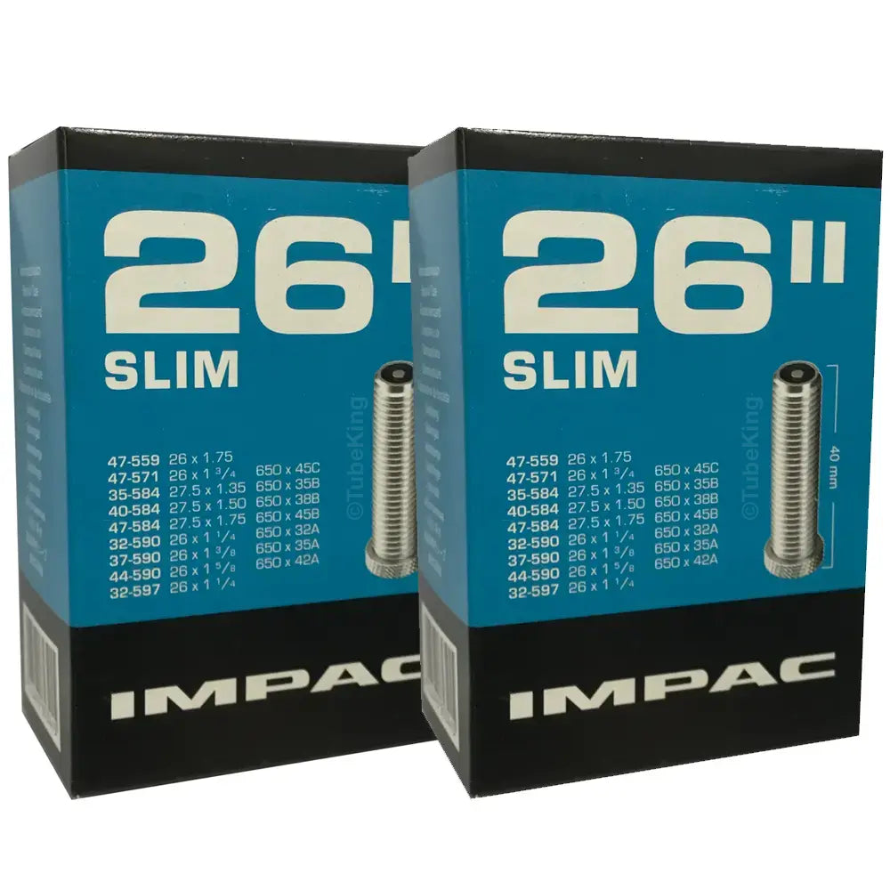 26 x 1 1/4, 1 3/8, 1 3/4, 1 5/8 Impac Bike Inner Tube - Schrader or Presta Valve (2 Pack)