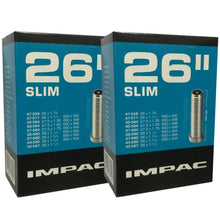 Load image into Gallery viewer, 26 x 1 1/4, 1 3/8, 1 3/4, 1 5/8 Impac Bike Inner Tube - Schrader or Presta Valve (2 Pack)