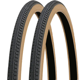 26 x 1 3/8 (37-590) Bike Tyres Pair – Black / Gumwall - Road Style Tread