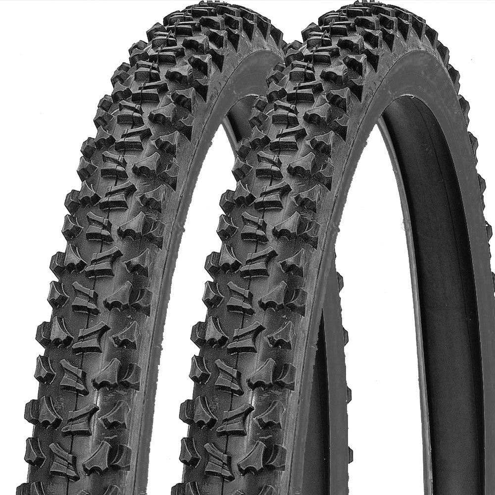 26 x 2.0 MTB Tyres Pair – Chunky Off Road Tread – Black