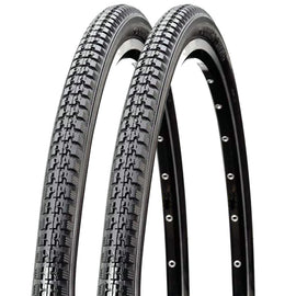 27 x 1 1/4 (32-630) Bicycle Tyres Pair – Black - Fast Rolling Tread