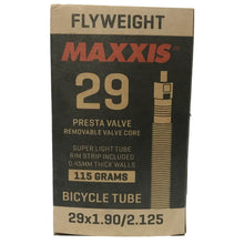 Load image into Gallery viewer, 29 x 1.90 - 2.125 Maxxis Fly Weight Inner Tube (Maxxis Rim Strip included in box) *CLEARANCE ITEM