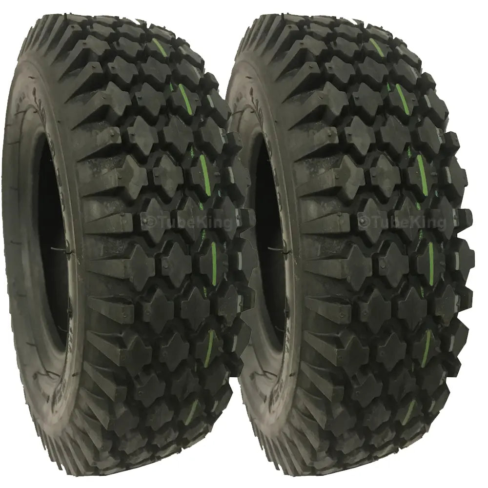 4.10/3.50-4 Tyres (410/350 x 4) Pneumatic. Block Tread. Black. (PAIR) *CLEARANCE ITEM
