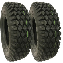 Load image into Gallery viewer, 4.10/3.50-4 Tyres (410/350 x 4) Pneumatic. Block Tread. Black. (PAIR) *CLEARANCE ITEM