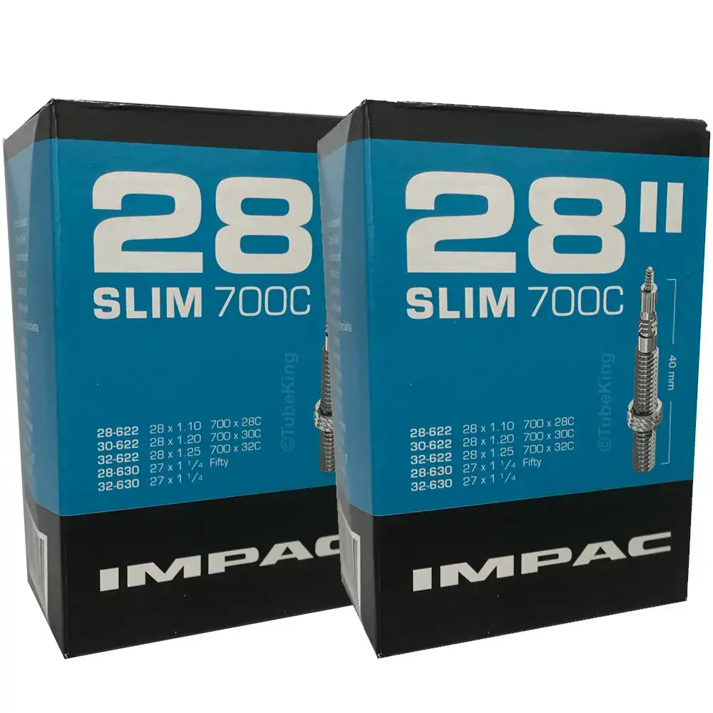 700c x 28 - 32c, 27 x 1 1/4" Impac Bike Inner Tube - Presta or Schrader Valve (2 Pack)