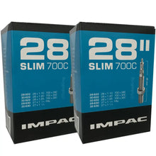 Load image into Gallery viewer, 700c x 28 - 32c, 27 x 1 1/4&quot; Impac Bike Inner Tube - Presta or Schrader Valve (2 Pack)