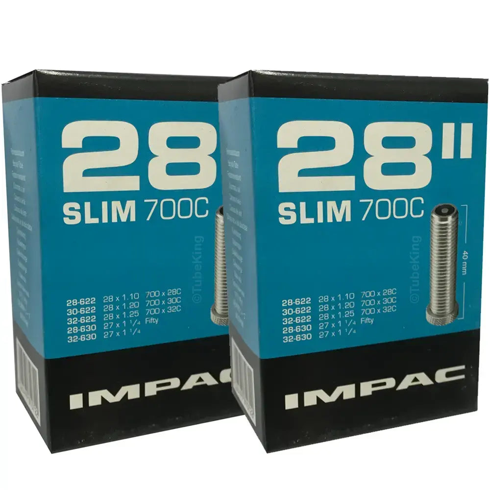 700c x 28 - 32c, 27 x 1 1/4" Impac Bike Inner Tube - Presta or Schrader Valve (2 Pack)