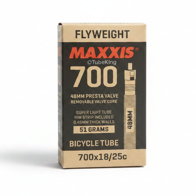 700 x 18 - 25 Maxxis Fly Weight Inner Tube (Maxxis Rim Strip included in box) *CLEARANCE ITEM