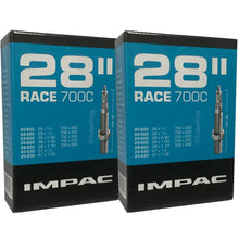 Load image into Gallery viewer, 700 x 20 - 28c Impac Bike Inner Tube - Presta Valve 40mm or 60mm (2 Pack)