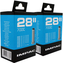 Load image into Gallery viewer, 700 x 28 - 45c Impac Bike Inner Tube (28 x 1.10 - 1.75) Presta or Schrader Valve (2 Pack)