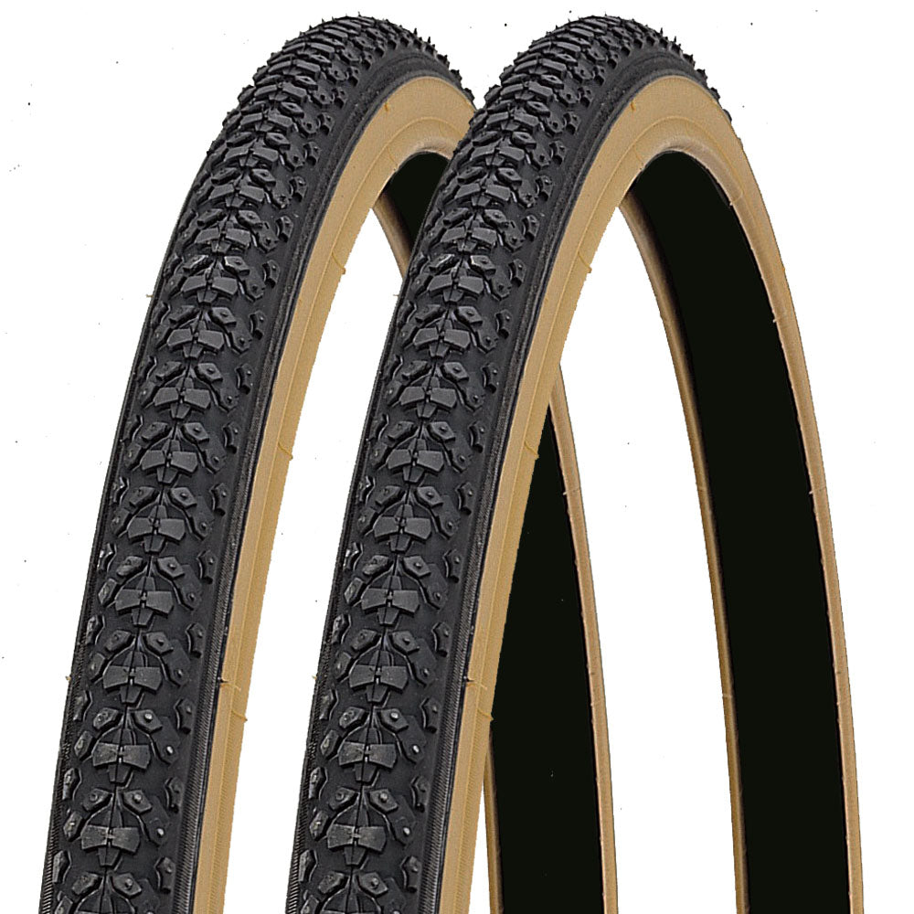 700 x 35c Bike Tyres Pair (37-622) – Black & Gumwall – Fast Rolling Hybrid Tread