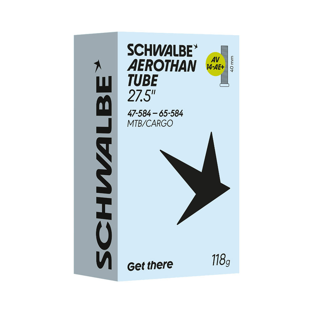 Schwalbe Aerothan 27.5 x 1.75 - 2.60 TPU Inner Tube (AV14-AE+) - Schrader Valve, Ultra-Light MTB/Cargo Bike Tube 47/65-584