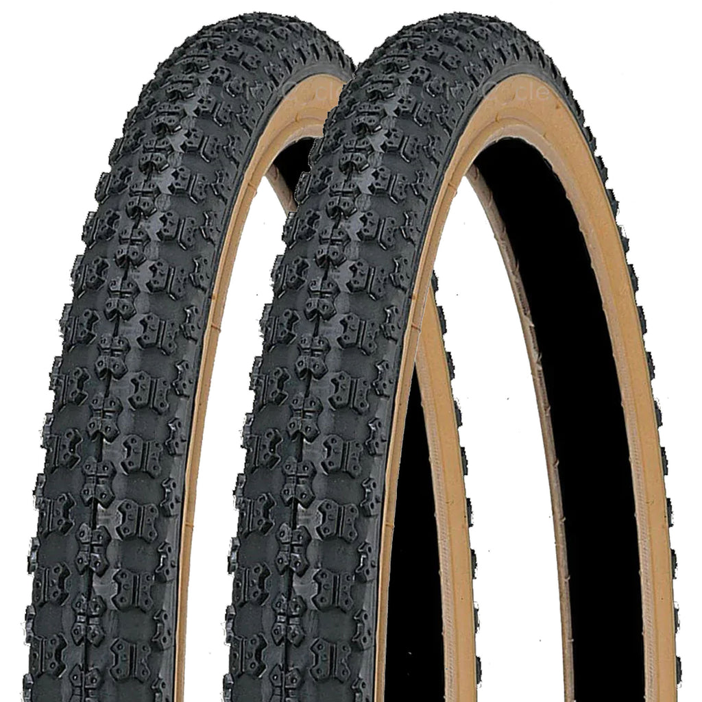 16 x 1.75 Tyres Pair – Black & Gumwall – Classic BMX Style Tread Pattern