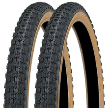 Load image into Gallery viewer, 16 x 1.75 Tyres Pair – Black &amp; Gumwall – Classic BMX Style Tread Pattern