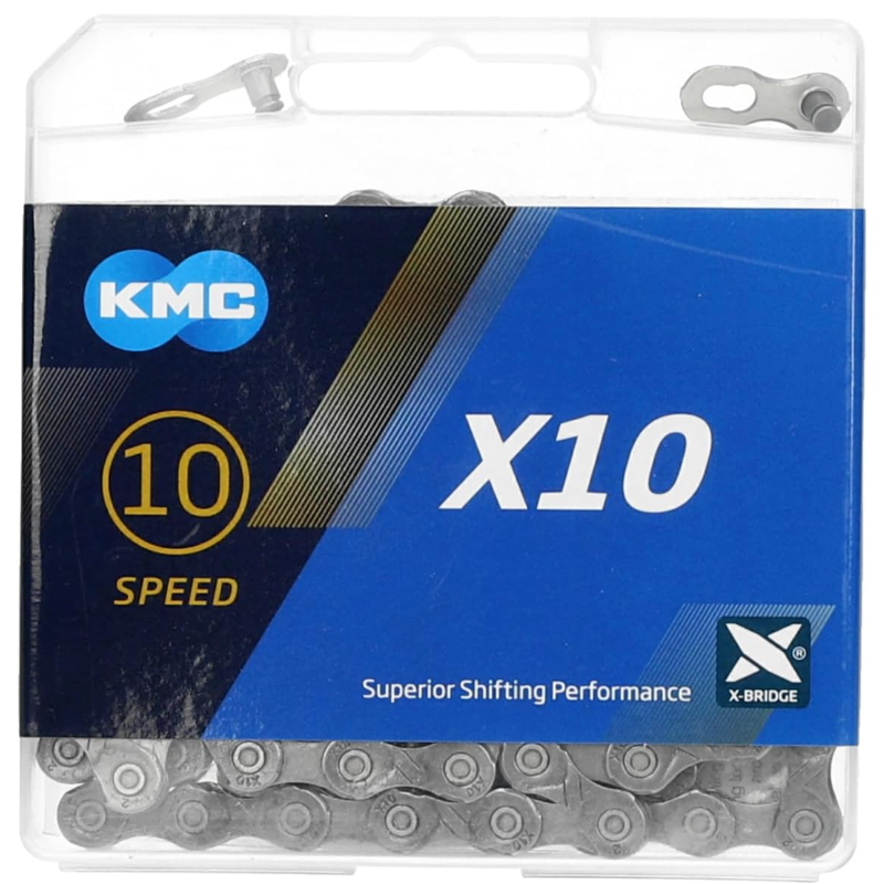 KMC X10 10 speed bike chain 114 links grey