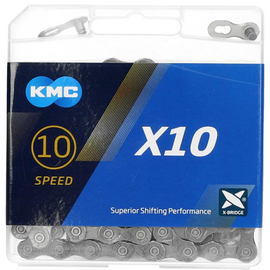 KMC X10 10 speed bike chain 114 links grey