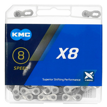 Load image into Gallery viewer, KMC X8 8 speed bike chain 114 links silver grey