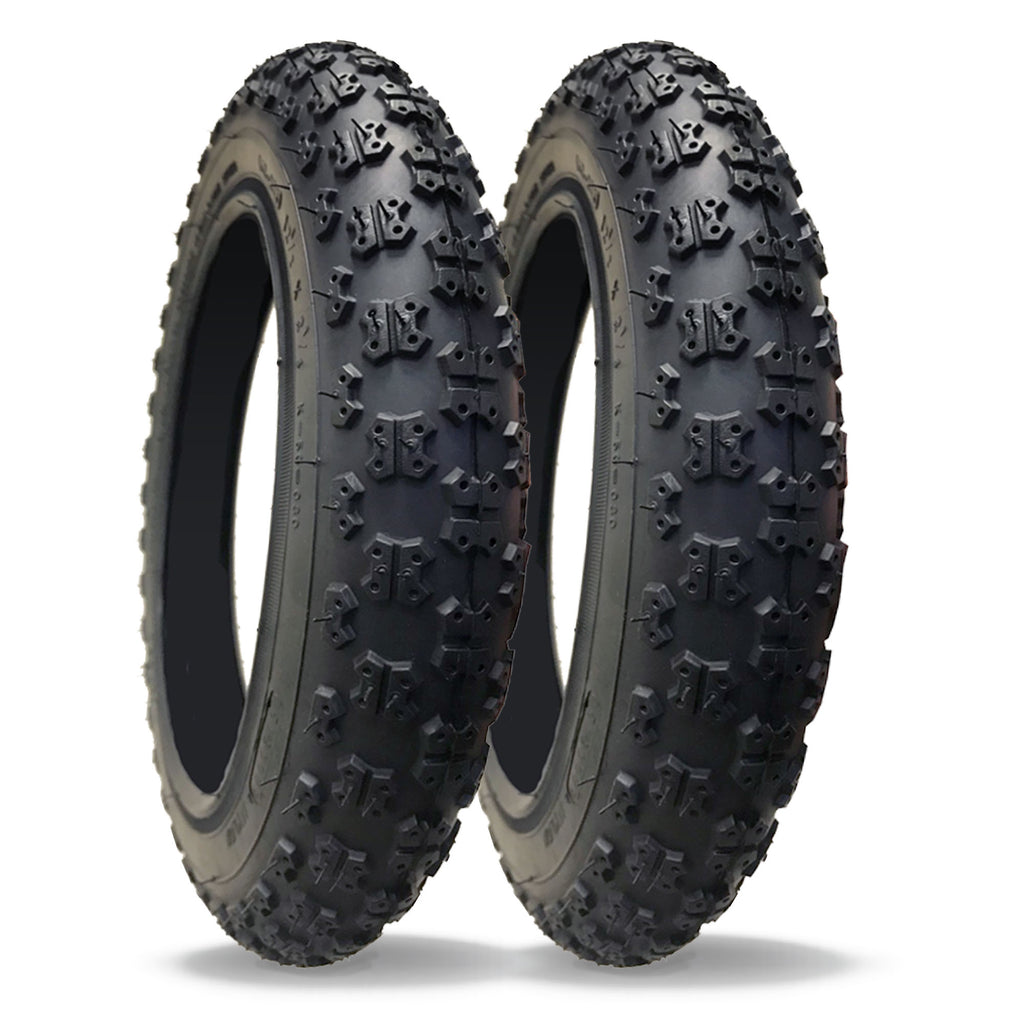 PAIR of 12 1/2 x 2 1/4 Pram Tyres (62-203) – Proven Nutrak Brand - Chunky, Grippy Tread Pattern
