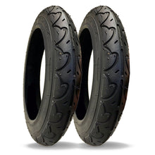 Load image into Gallery viewer, PAIR of 12 1/2 x 2 1/4 Pram Tyres – Nutrak 'Buggy' Modern Tread – (62-203) – Black Replacement Stroller Tyres
