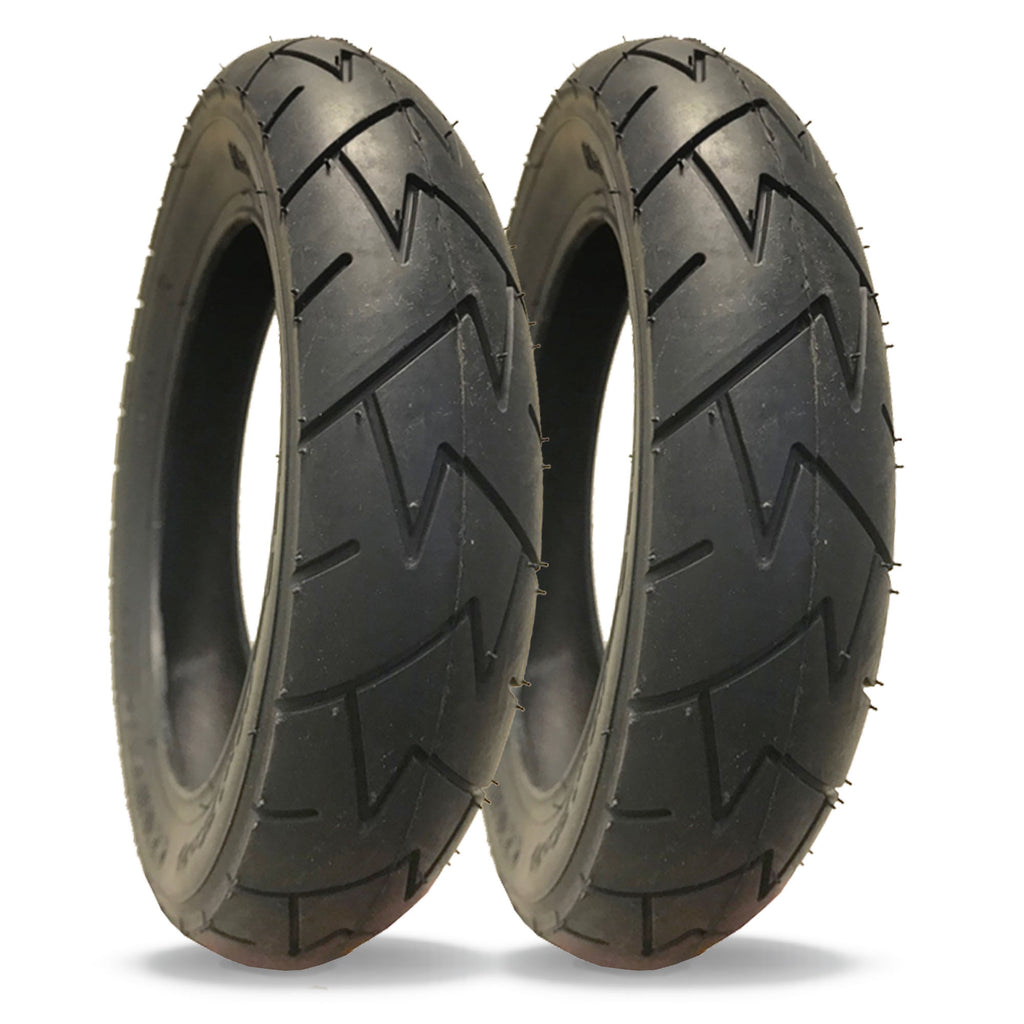 PAIR of 10 x 2.0 Pram Tyres – Fast Rolling 'Comfort' Smooth Tread - (47-152) – Replacement Pushchair Tyres