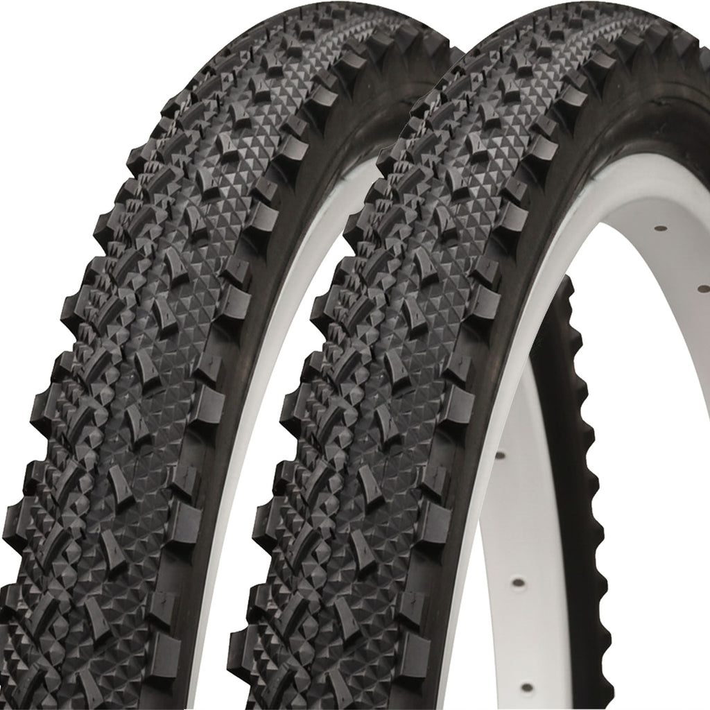 26 x 2.00 MTB Tyres (PAIR) - Semi-Slick Tread Pattern - Grippy & Fast Rolling - Black