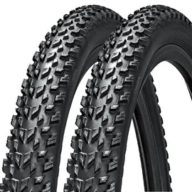 26 x 2.10 MTB Tyres (PAIR) - Grippy and Fast Rolling Tread - Black - (52-559)