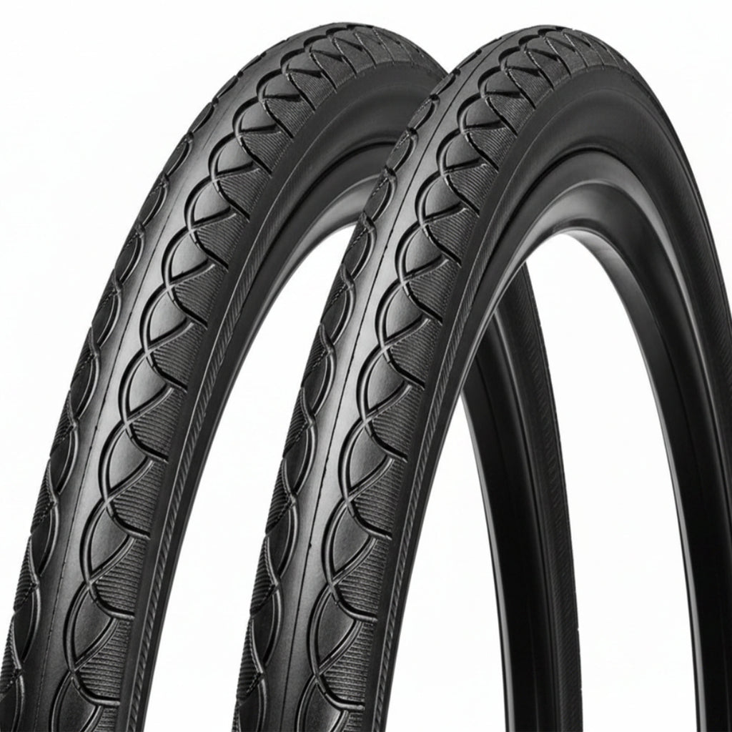 700 x 38c Tyres (PAIR) - Hybrid Tyre -  Grippy and Fast Rolling Tread Pattern - Black (40-622)