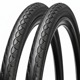 700 x 38c Tyres (PAIR) - Hybrid Tyre -  Grippy and Fast Rolling Tread Pattern - Black (40-622)