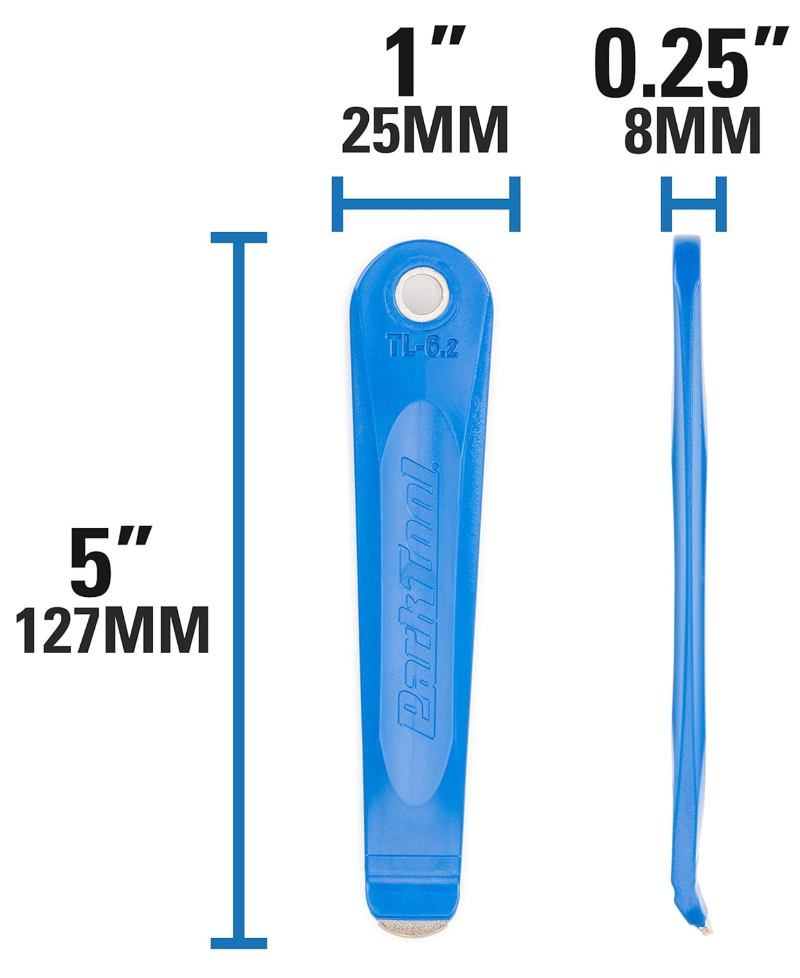 Park Tool TL-6.3 steel core tyre levers pair dimensions