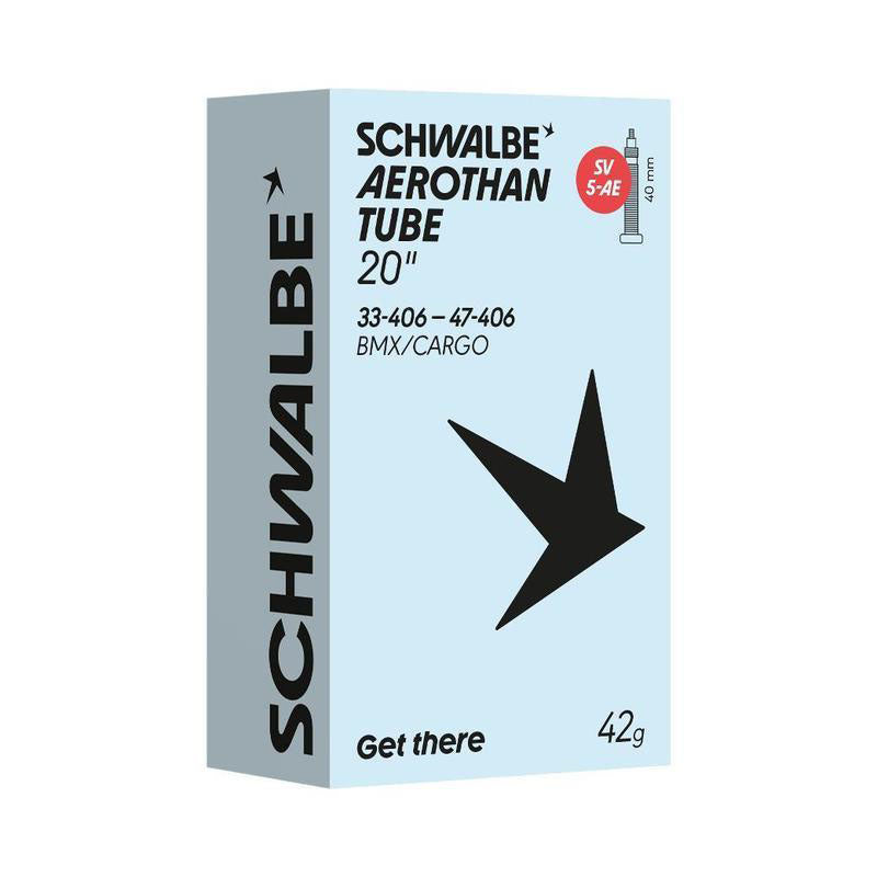 Schwalbe Aerothan 20 x 1.25 - 1.75 TPU Inner Tube (SV5-AE) - Presta Valve, Ultra-Light BMX/Cargo Bike Tube 33/47-406