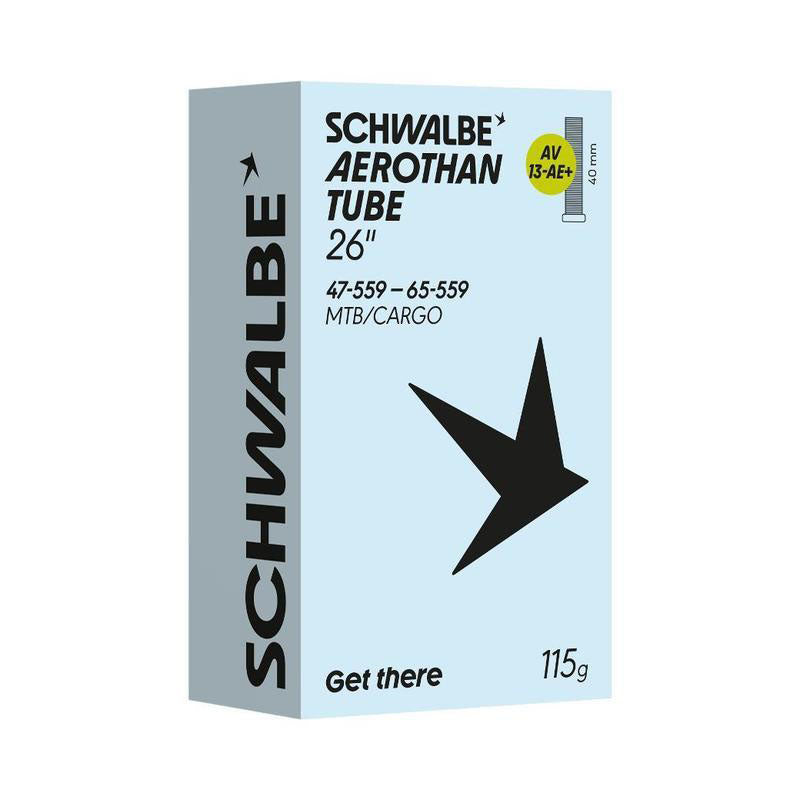 Schwalbe Aerothan 26 x 1.75 - 2.60 TPU Inner Tube (AV13-AE+) - Schrader Valve, Ultra-Light MTB/Cargo Bike Tube 47/65-559