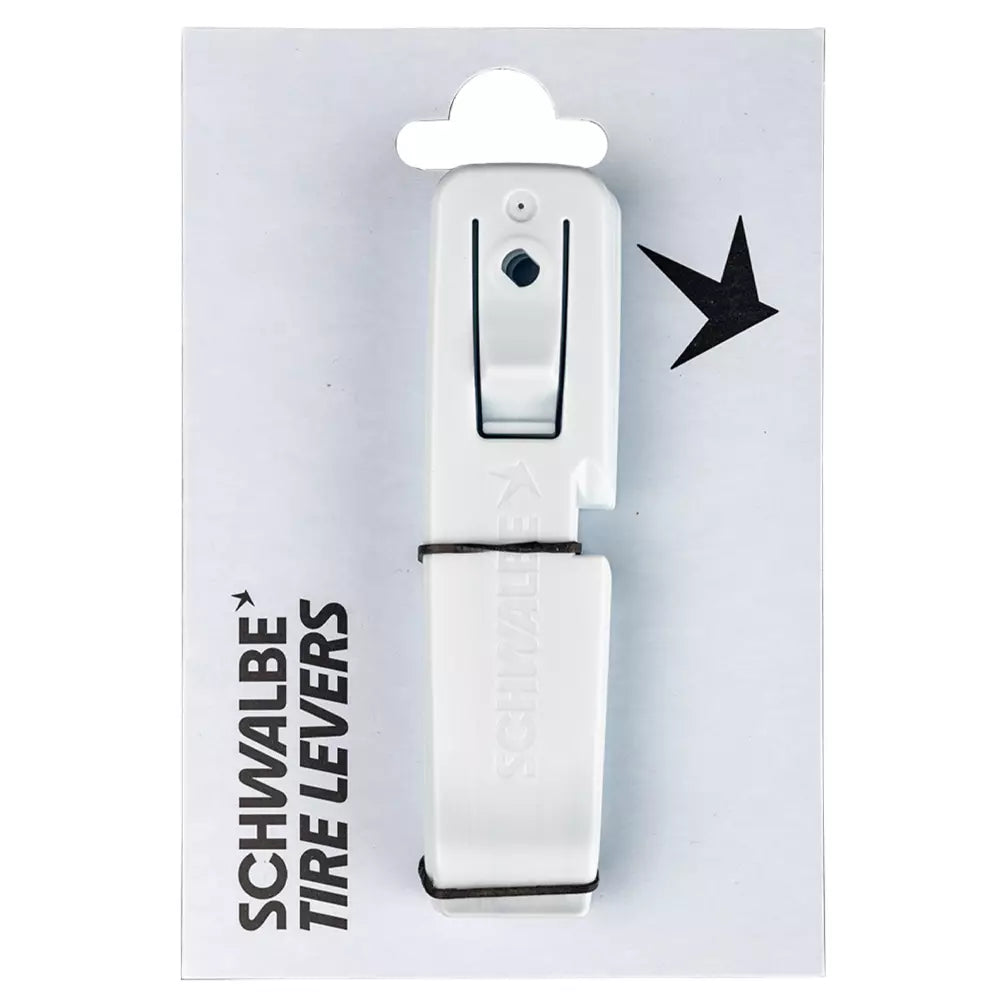 schwalbe tyre lever set of 3 in sky blue on carboard packaging