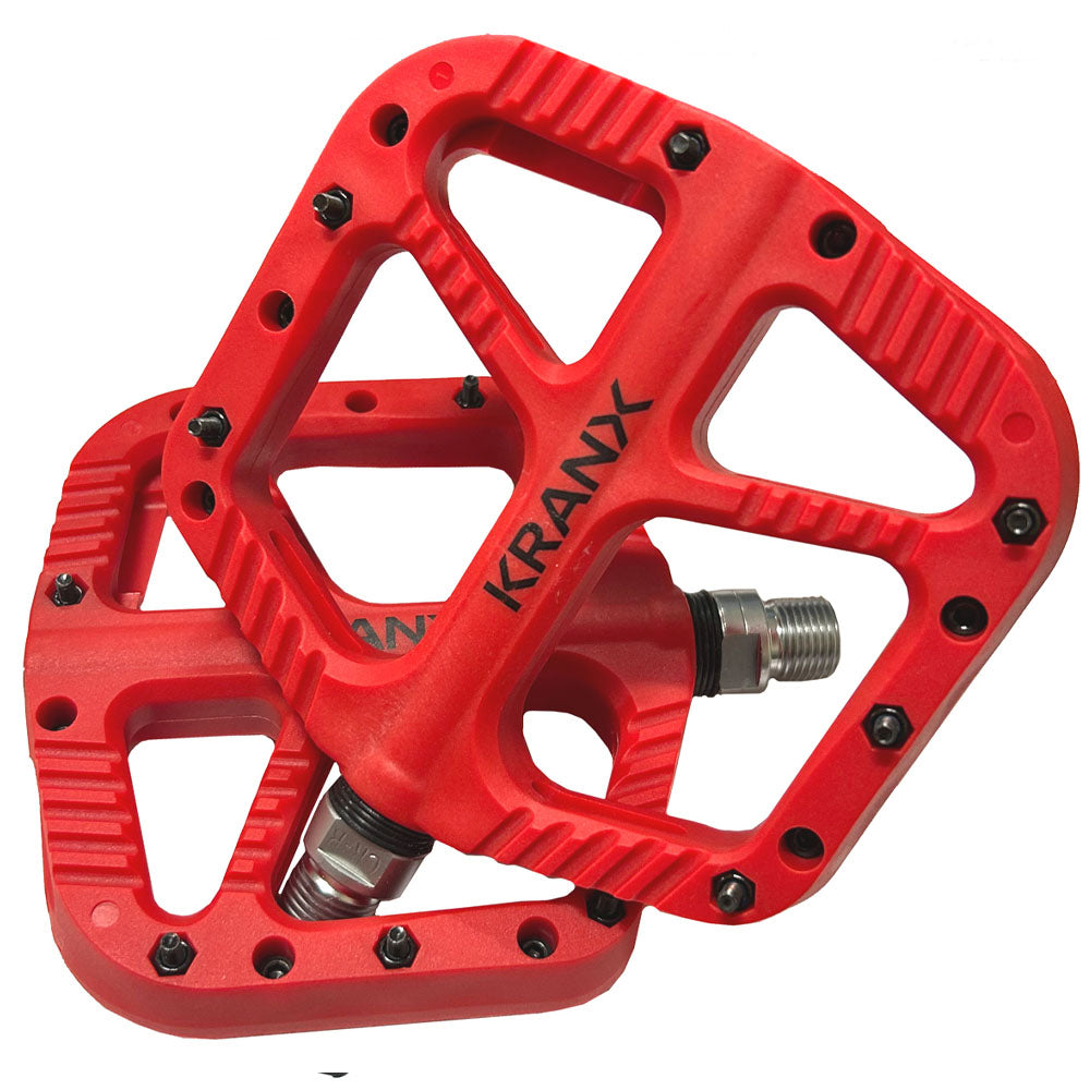 Trail/MTB Pedals - Kranx - 9/16" - Nylon - Red - Removable Pins