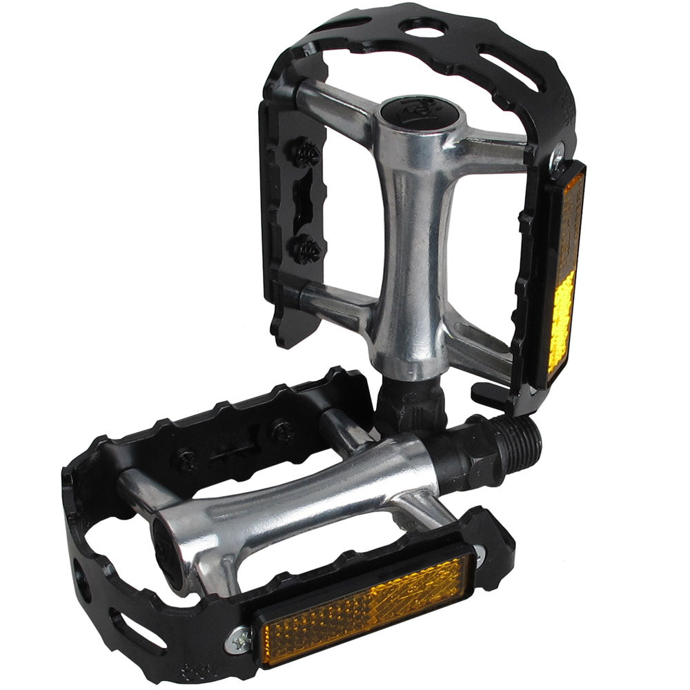 Trekking/City Pedals - Kranx - 9/16" - Metal - Black - Reflectors